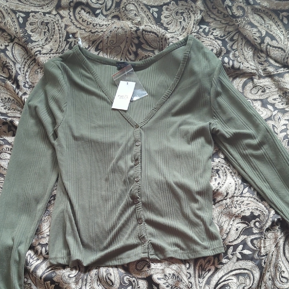 Rue21 Sage Green Ribbed Cardigan - Picture 4 of 4